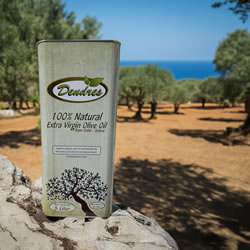 DENDRES extra virgin olive oil from Crete Extra virgin olive oil from Crete by Dendres, photographed in an olive grove with sea view
